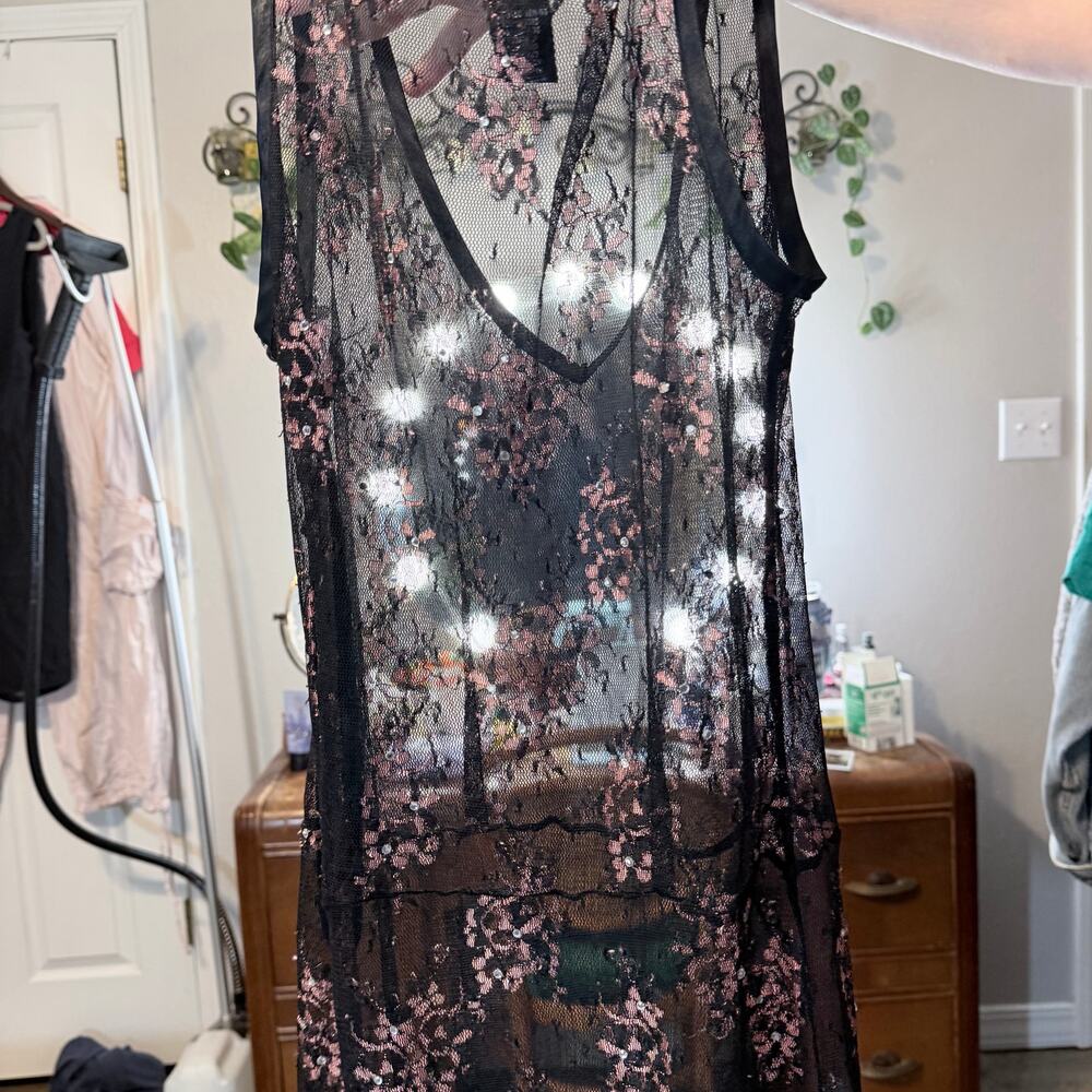 Vintage Wet Seal Black Sheer Lace Slip Dress Y2K Goth Grunge whimsigoth small - Picture 4 of 13